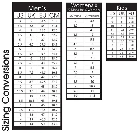 Mad Rock Shoe Size Chart